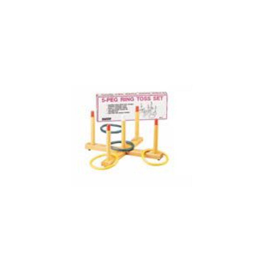 RING TOSS GAME 5-PEG BASE WOOD PEGS 4 PLASTIC RINGS - DICK MARTIN SPORTS