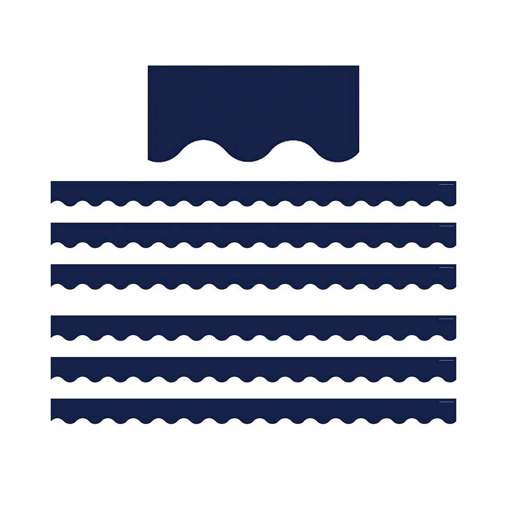 Navy Scalloped Border Trim, 35 Feet Per Pack, 6 Packs - Teacher Created Resources