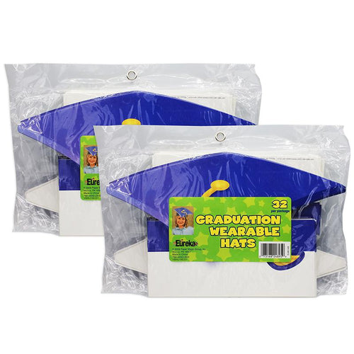Graduation Cap Wearable Cut Out Hats, 32 Per Pack, 2 Packs - Eureka