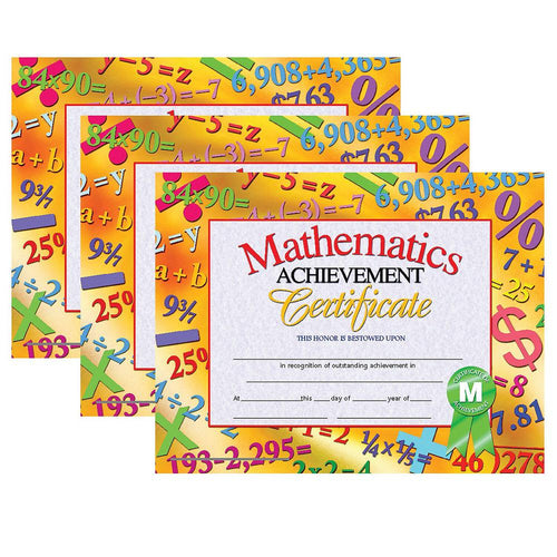 Mathematics Achievement Certificate, 30 Per Pack, 3 Packs - Hayes Publishing