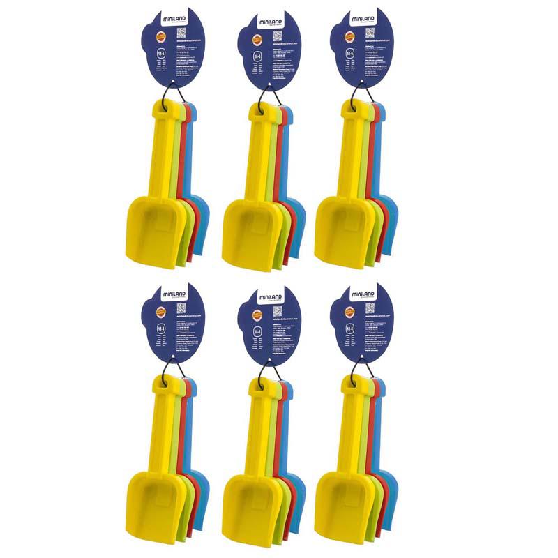 Plastic Shovel Sand & Water Toy, Assorted Colors, 4 Per Pack, 6 Packs - Miniland Educational