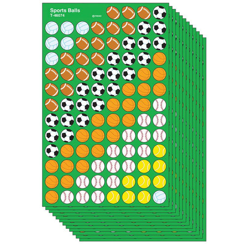 Sports Balls superShapes Stickers, 800 Per Pack, 12 Packs - TREND