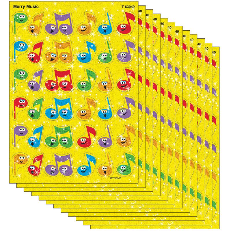 Merry Music Sparkle Stickers, 72 Per Pack, 12 Packs - TREND