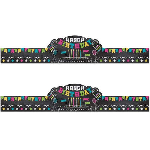 Chalkboard Brights Happy Birthday Crowns, 30 Per Pack, 2 Packs - Teacher Created Resources