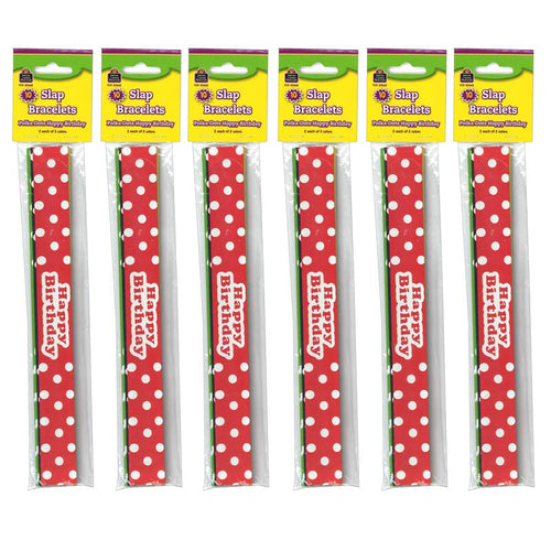 Polka Dots Happy Birthday Slap Bracelets, 10 Per Pack, 6 Packs - Teacher Created Resources