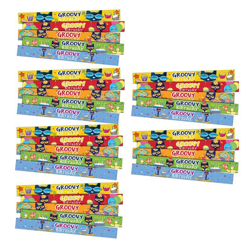 Pete the Cat Groovy Birthday Slap Bracelets, 10 Per Pack, 6 Packs - Edupress