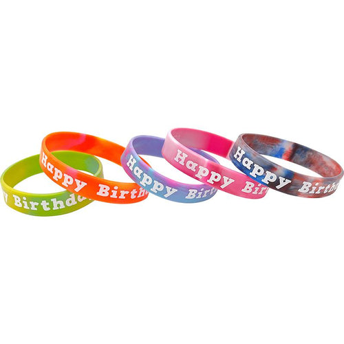 Tie-Dye Happy Birthday Wristbands, 10 Per Pack, 6 Packs - Teacher Created Resources