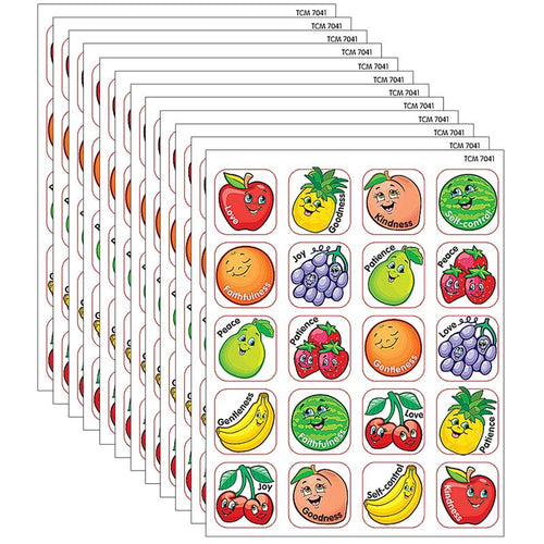 Fruit of the Spirit Stickers, 120 Per Pack, 12 Packs - Teacher Created Resources