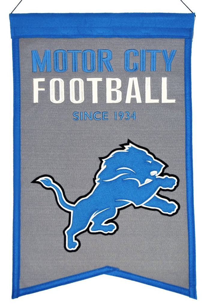 Detroit Lions Banner 14x22 Wool Franchise - Winning Streak Sports