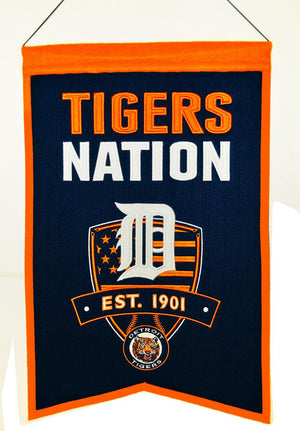 Detroit Tigers Banner 14x22 Wool Nations - Winning Streak Sports