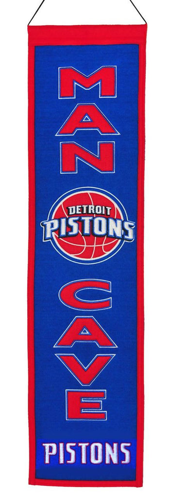 Detroit Pistons Banner 8x32 Wool Man Cave - Winning Streak Sports