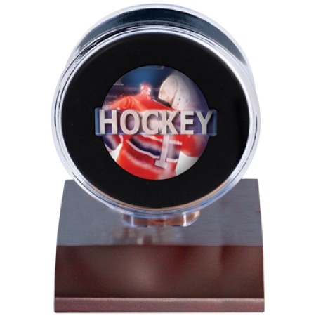 Wood Hockey Puck Holder - Dark Wood - Ultra Pro