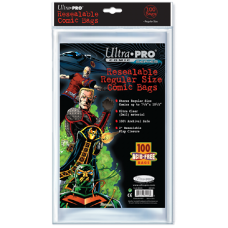 Comic Bags - Regular Size - Resealable (100 per pack) - Ultra Pro