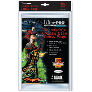 Comic Bags - Golden Size - Resealable (100 per pack) - Special Order - Ultra Pro