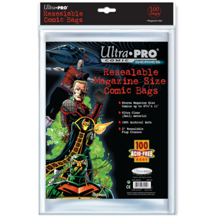Comic Bags - Magazine Size - Resealable (100 per pack) - Ultra Pro