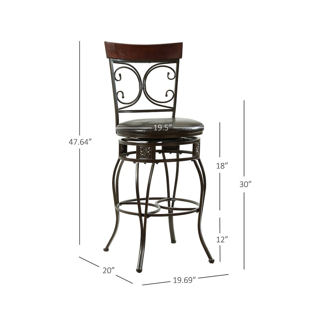 Big and Tall Back to Back Scroll Barstool - Powell