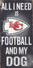 Kansas City Chiefs Wood Sign - Football and Dog 6''x12'' - Fan Creations