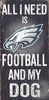 Philadelphia Eagles Wood Sign - Football and Dog 6''x12'' - Fan Creations