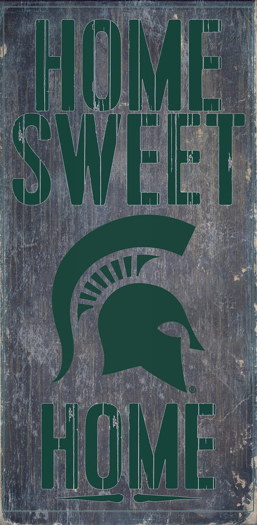 Michigan State Spartans Wood Sign - Home Sweet Home 6''x12'' - Fan Creations