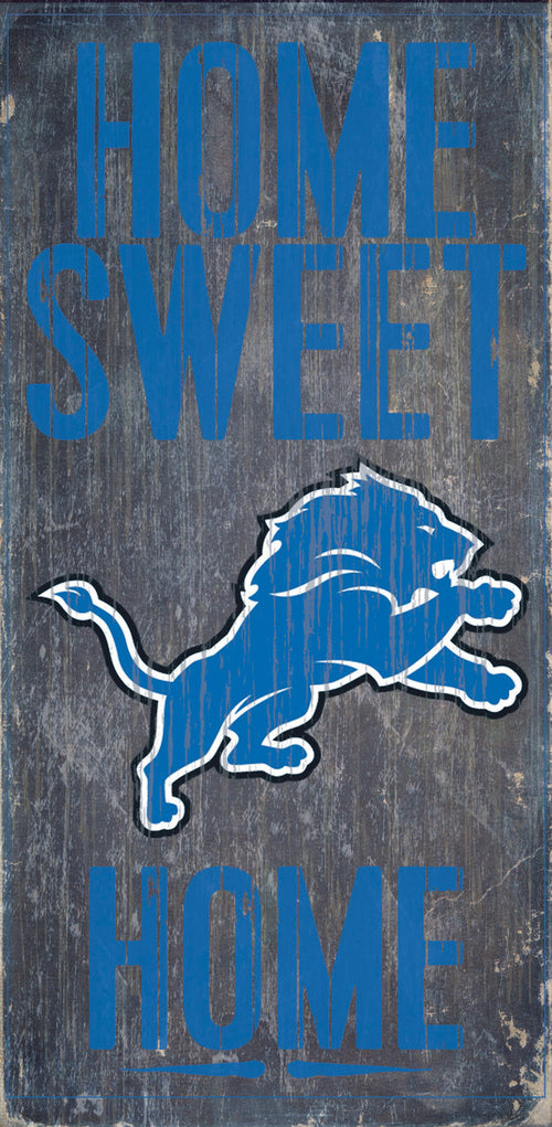 Detroit Lions Wood Sign - Home Sweet Home 6''x12'' - Fan Creations