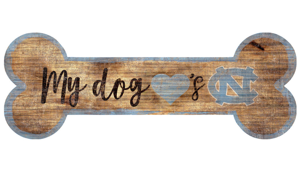North Carolina Tar Heels Sign Wood 6x12 Dog Bone Shape - Fan Creations