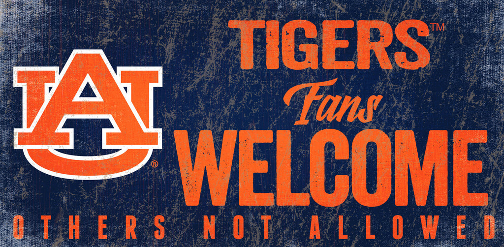 Auburn Tigers Sign Wood 12x6 Fans Welcome Design - Fan Creations