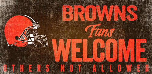 Cleveland Browns Wood Sign Fans Welcome 12x6 - Fan Creations