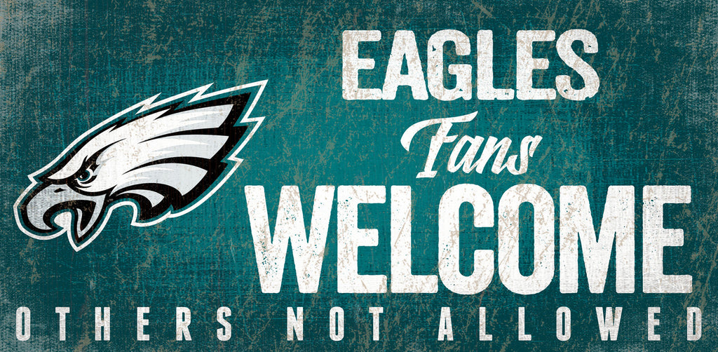 Philadelphia Eagles Wood Sign Fans Welcome 12x6 - Fan Creations