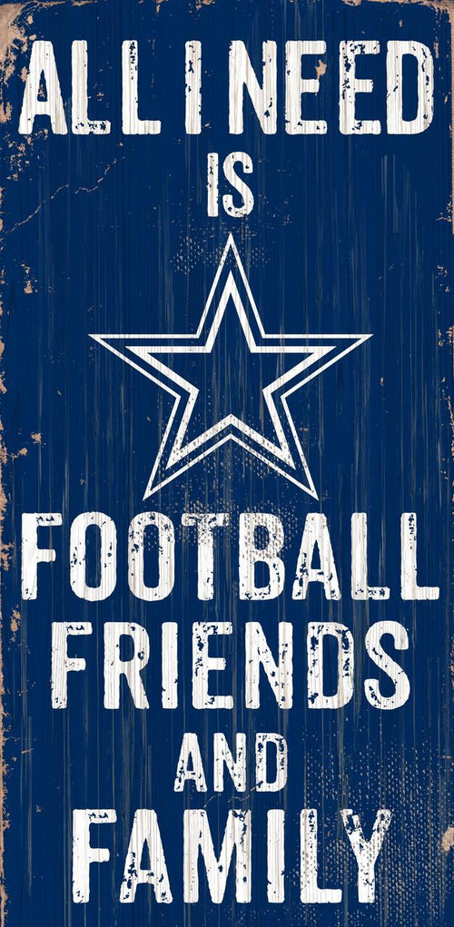 Dallas Cowboys Sign Wood 6x12 Football Friends and Family Design Color - Fan Creations
