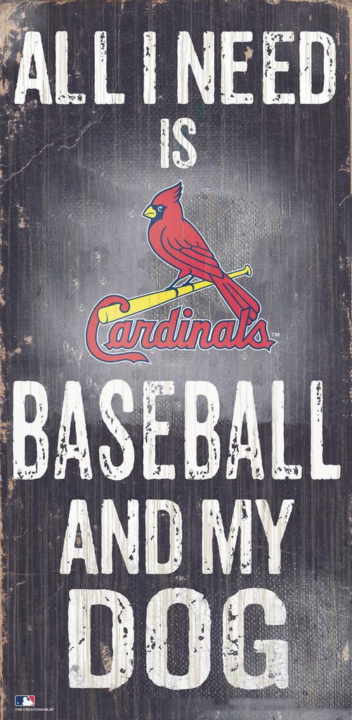St. Louis Cardinals Sign Wood 6x12 Baseball and Dog Design - Fan Creations