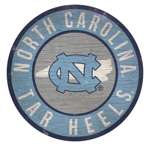 North Carolina Tar Heels Sign Wood 12 Inch Round State Design - Special Order - Fan Creations