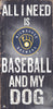 Milwaukee Brewers Sign Wood 6x12 Baseball and Dog Design - Fan Creations