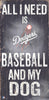 Los Angeles Dodgers Sign Wood 6x12 Baseball and Dog Design - Fan Creations