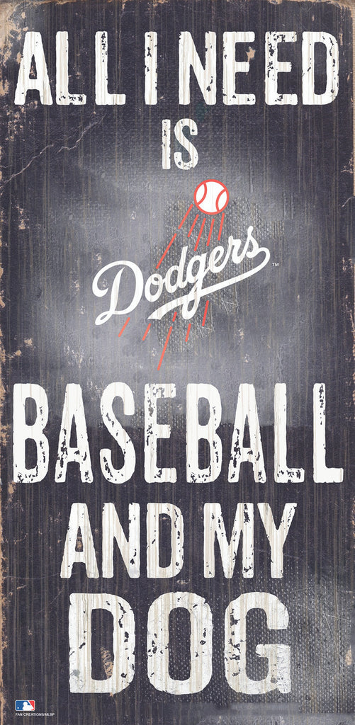 Los Angeles Dodgers Sign Wood 6x12 Baseball and Dog Design - Fan Creations