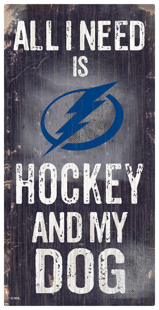 Tampa Bay Lightning Sign Wood 6x12 Hockey and Dog Design - Fan Creations