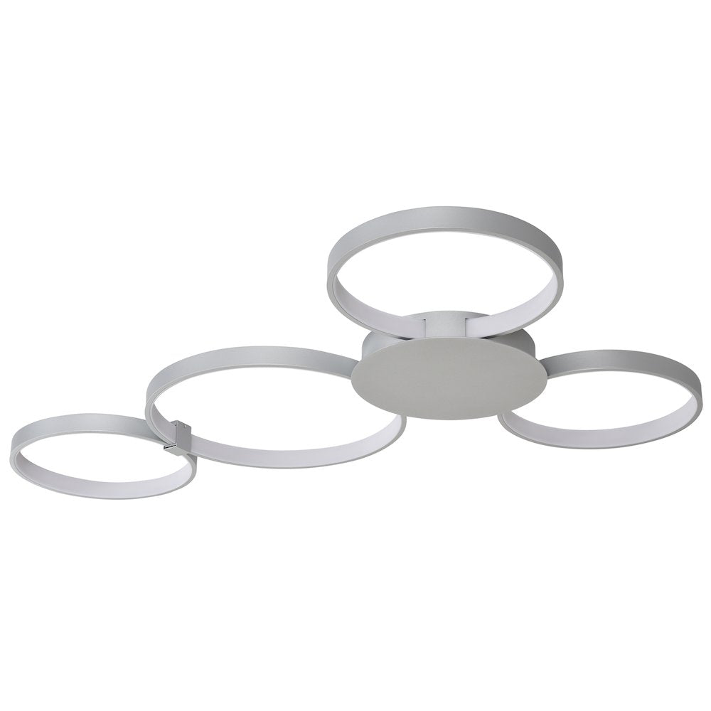 Integrated LED Ceiling Lighting Modern Multi-Ring Semi Flush in Silver - VONN Lighting