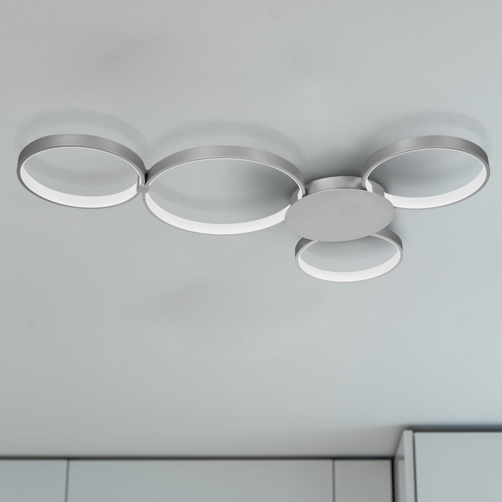 Integrated LED Ceiling Lighting Modern Multi-Ring Semi Flush in Silver - VONN Lighting