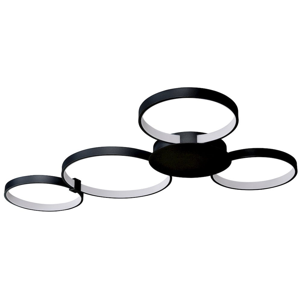 Integrated LED Ceiling Lighting Modern Multi-Ring Semi Flush in Black - VONN Lighting