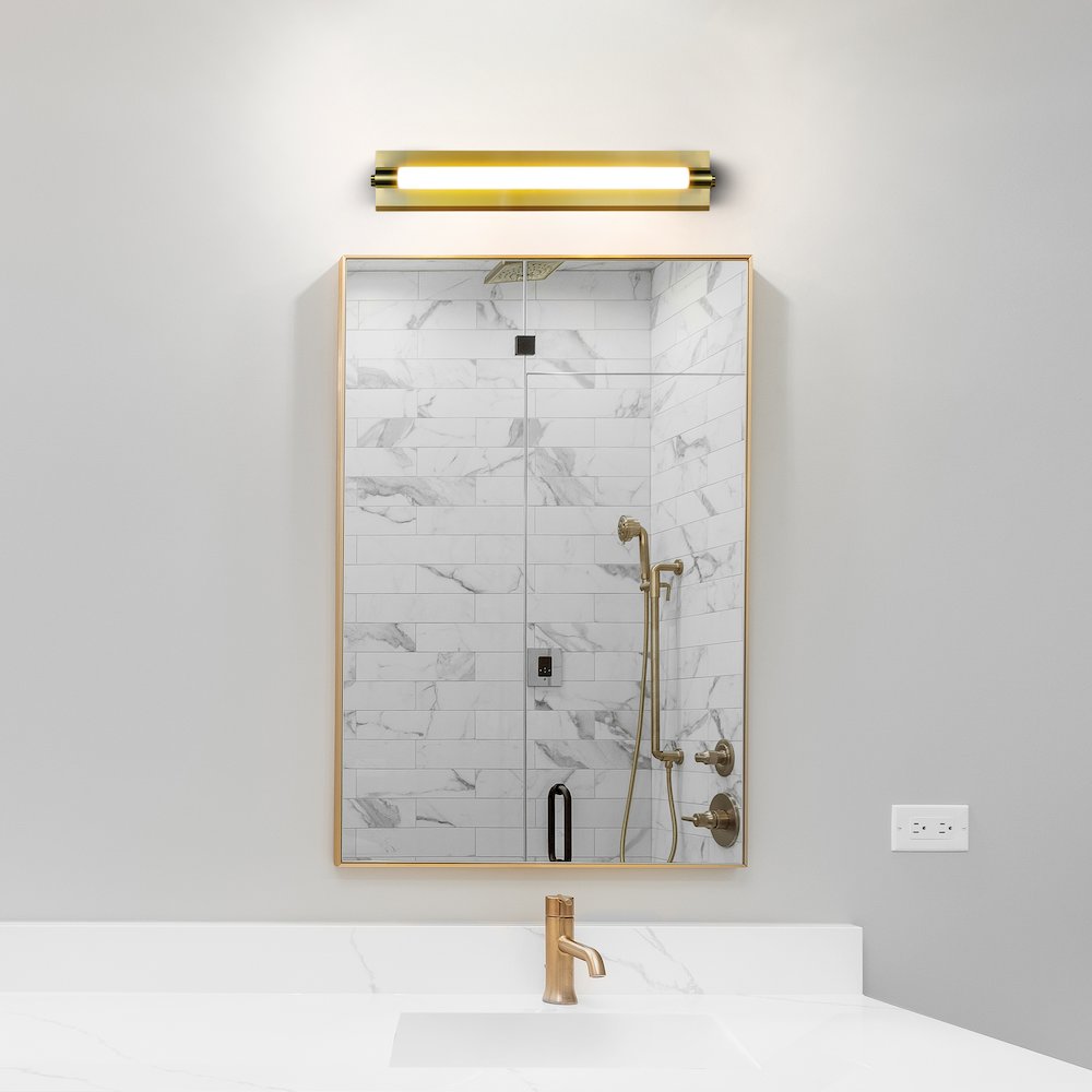 Integrated LED ADA Compliant Bathroom Wall Lighting Fixture in Antique Brass - VONN Lighting