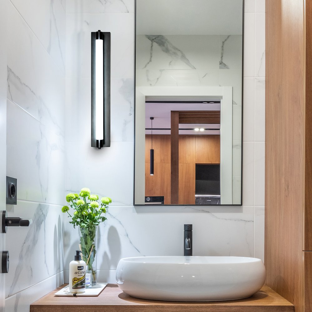 Integrated LED ADA Compliant Bathroom Wall Lighting Fixture in Black - VONN Lighting