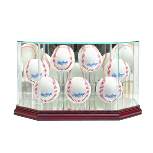 Octagon 7 Baseball Display Case with Cherry Moulding