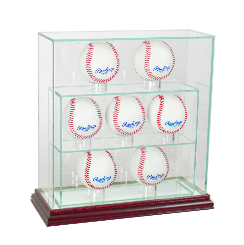 7 Upright Baseball Display Case with Cherry Moulding