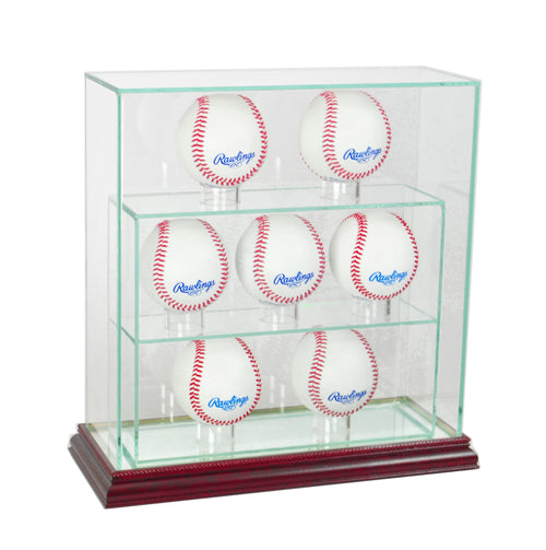7 Upright Baseball Display Case with Cherry Moulding