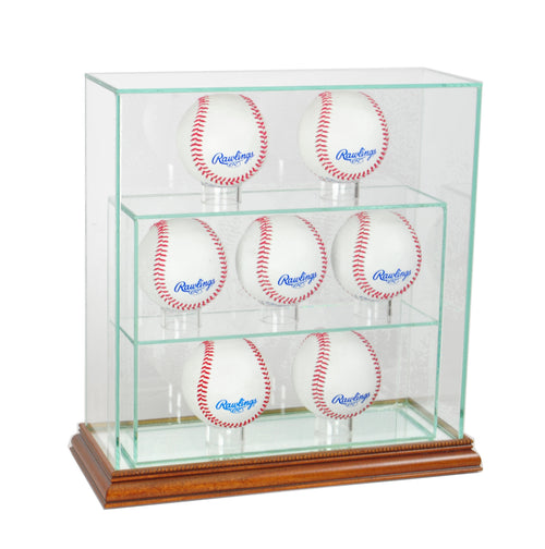 7 Upright Baseball Display Case with Walnut Moulding