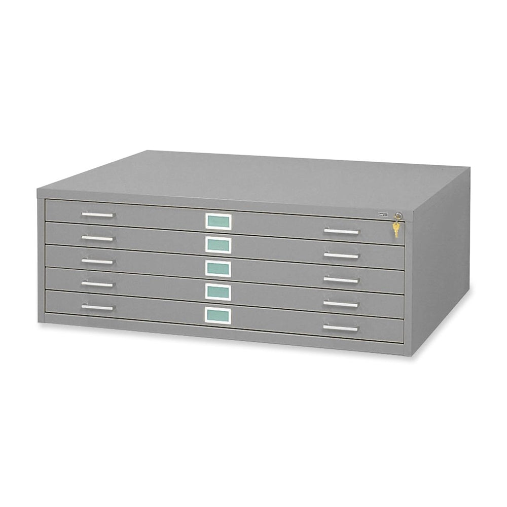 5 Drawers Steel Flat File & Base - 40.5'' x 29.5'' x 16.5'' - 5 x Drawer(s) for File - Stackable - Gray - Powder Coated - Steel - Recycled - Safco