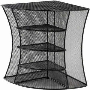 Safco Onyx Mesh Corner Organizer - 13'' Height x 15'' Width x 11'' Depth - Desktop - Black - Steel - 1 Each
