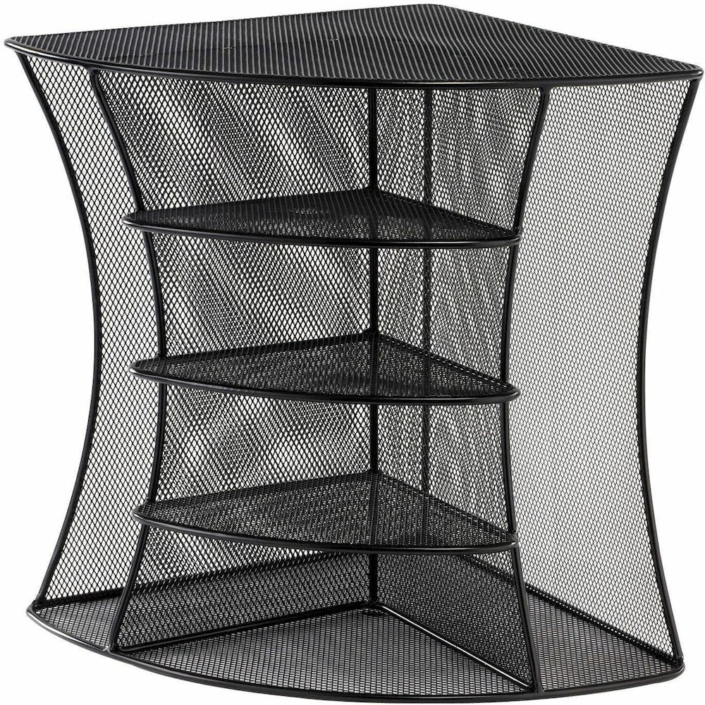 Safco Onyx Mesh Corner Organizer - 13'' Height x 15'' Width x 11'' Depth - Desktop - Black - Steel - 1 Each