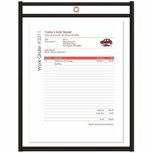 C-Line Stitched Vinyl Shop Ticket Holders - Support 8.50'' x 11'' Media - Vinyl - Black, Clear - Sturdy - 25 / Box