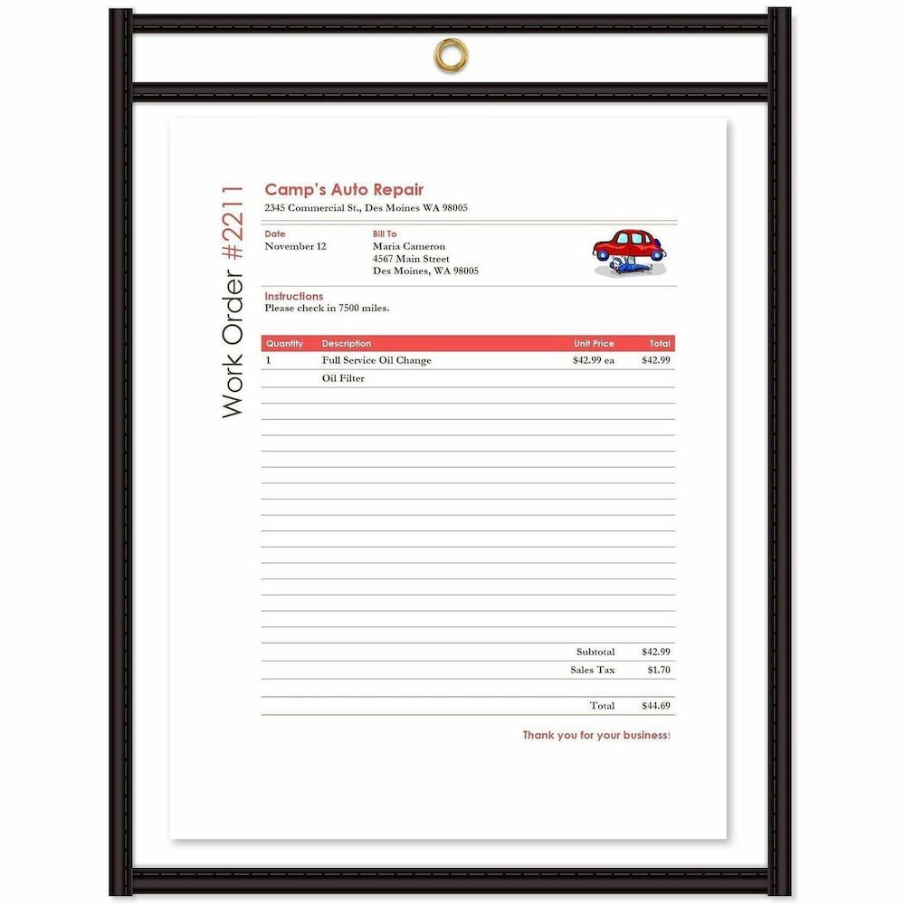C-Line Stitched Vinyl Shop Ticket Holders - Support 8.50'' x 11'' Media - Vinyl - Black, Clear - Sturdy - 25 / Box