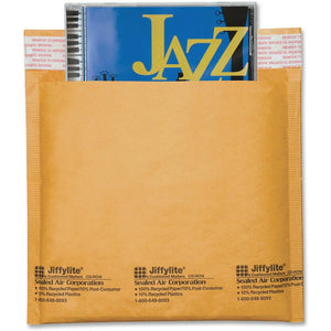 Sealed Air Jiffylite CD/DVD Mailers - CD/DVD - 7 1/4'' Width x 8'' Length - Peel & Seal - Kraft - 25 / Carton - Satin Gold